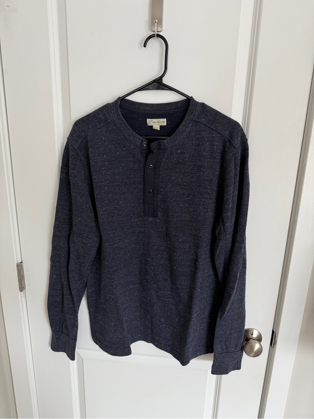 J. Crew Navy Speckled Henley Knit Shirt